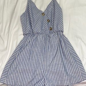 Blue & White Stripe Romper